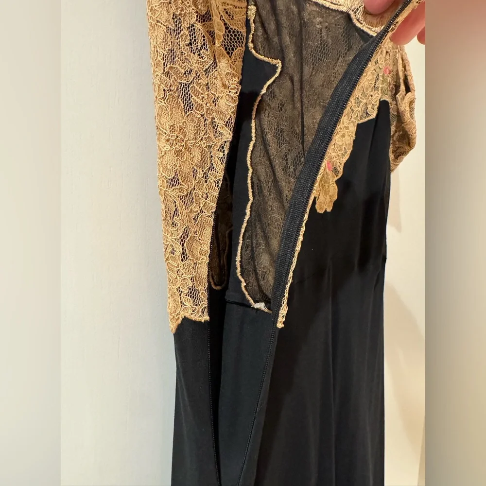 Betsy Johnson sexy black and gold lace slip dress - Picture 4 of 11